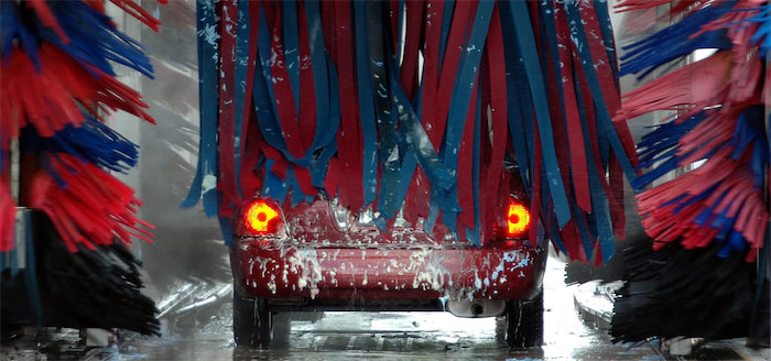 car going through a mechanical car wash